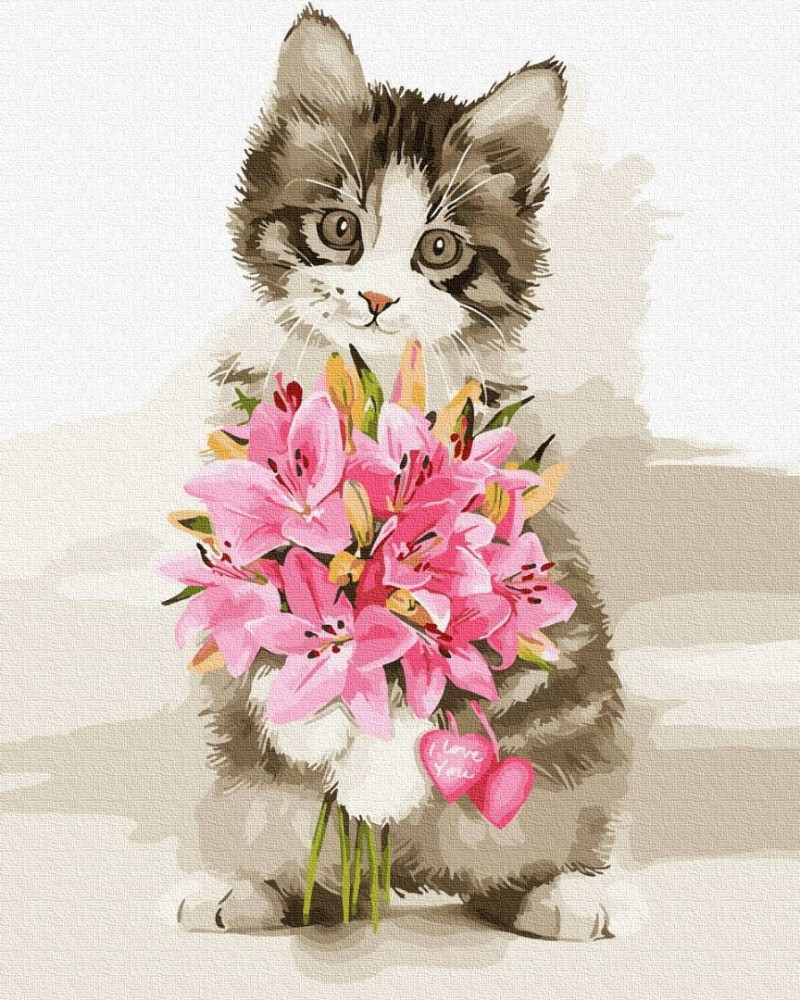 Котенок с цветочком