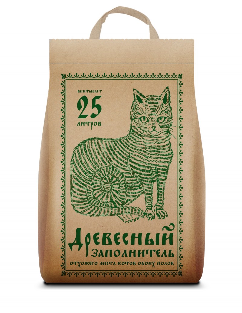 Наполнитель no name, древесный для кошек крафт-пакет, 25л
