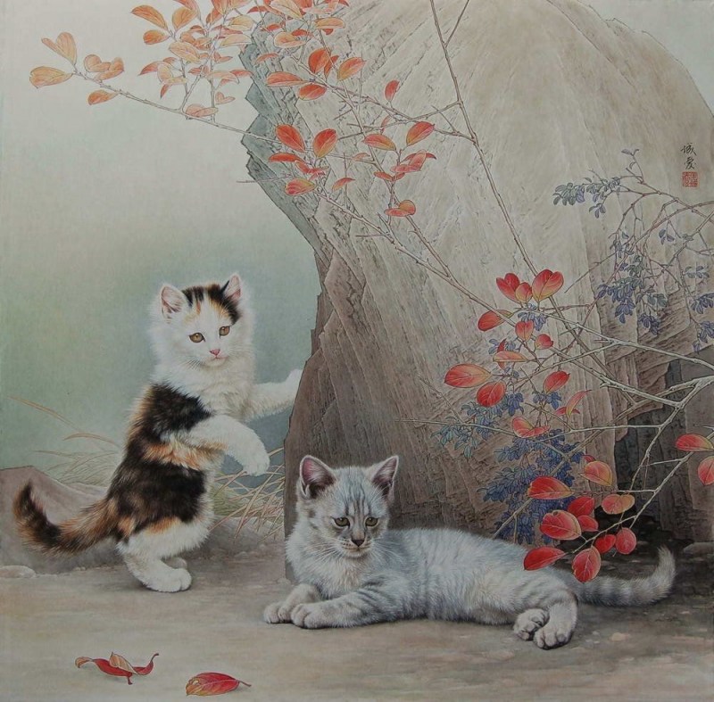 Художник XING Chengai кошки