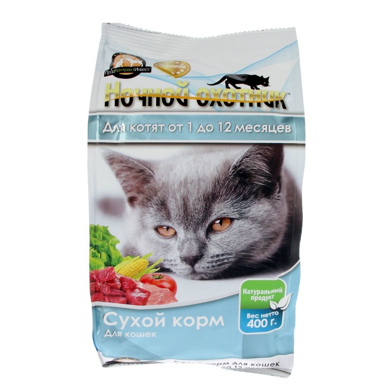 Ночной охотник корм сухой для котят пакет 400г