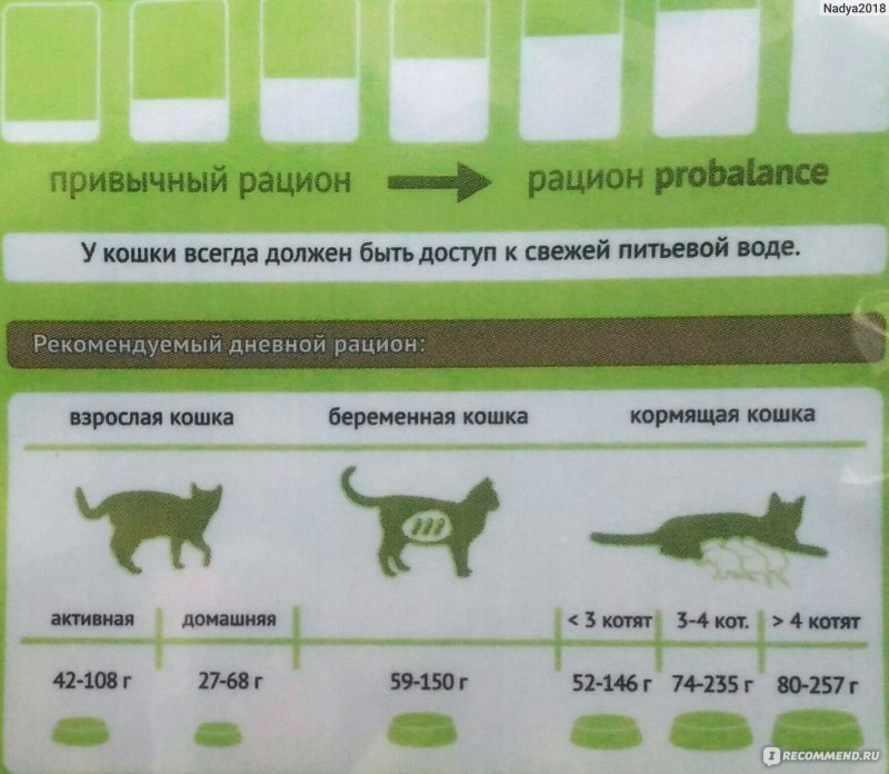 Корм для кошек ПРОБАЛАНС дозировка