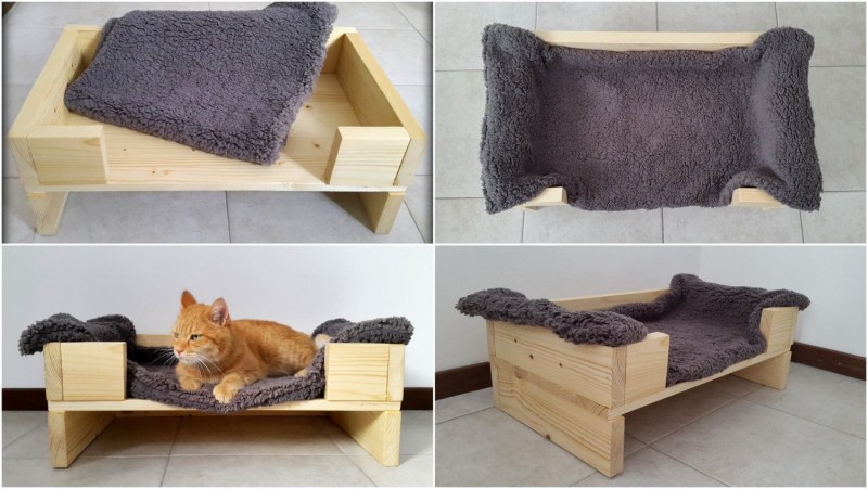 Деревянная кровать для кота