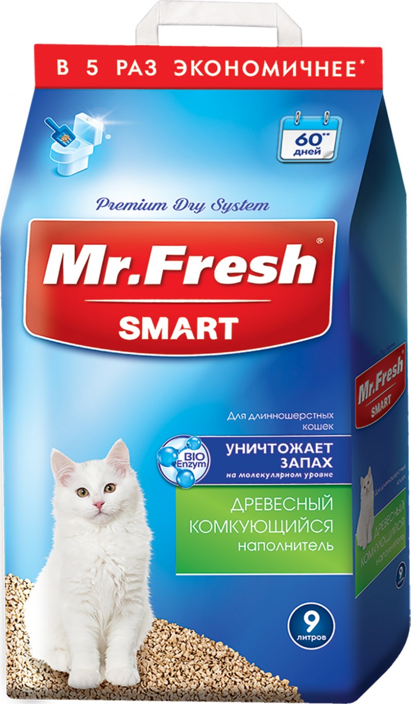 Mr.Fresh Smart древесный комкующийся наполнитель