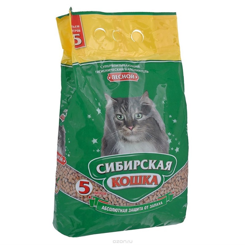 Впитывающий наполнитель Сибирская кошка Лесной 5 л