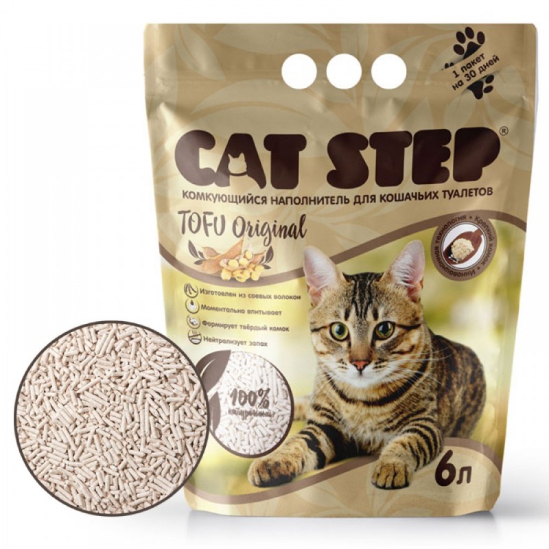 Наполнитель Cat Step Tofu Original, 20333001, для кошачьих туалетов, 6 л