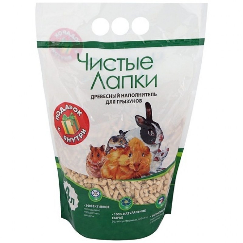 Наполнитель 4л чистые лапки для грызунов