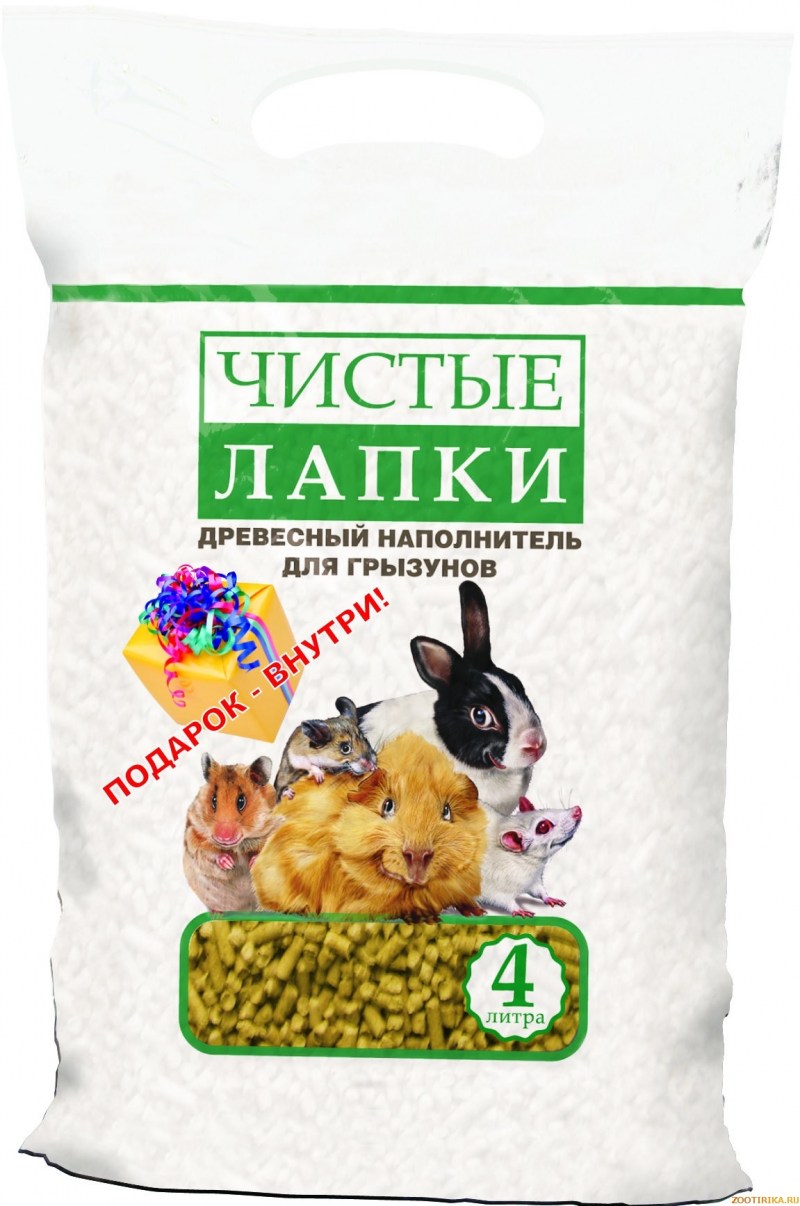 Чистые лапки наполнитель д/грызунов древесный 4л