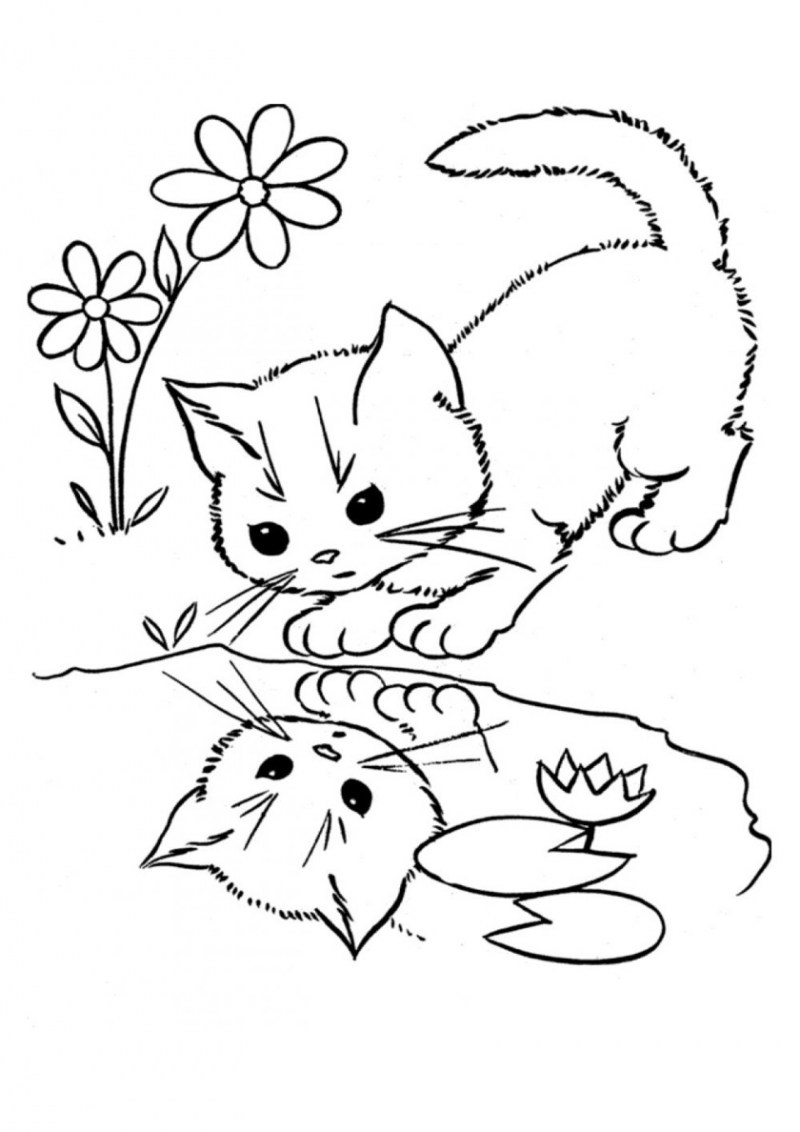 Кошка раскраска для детей