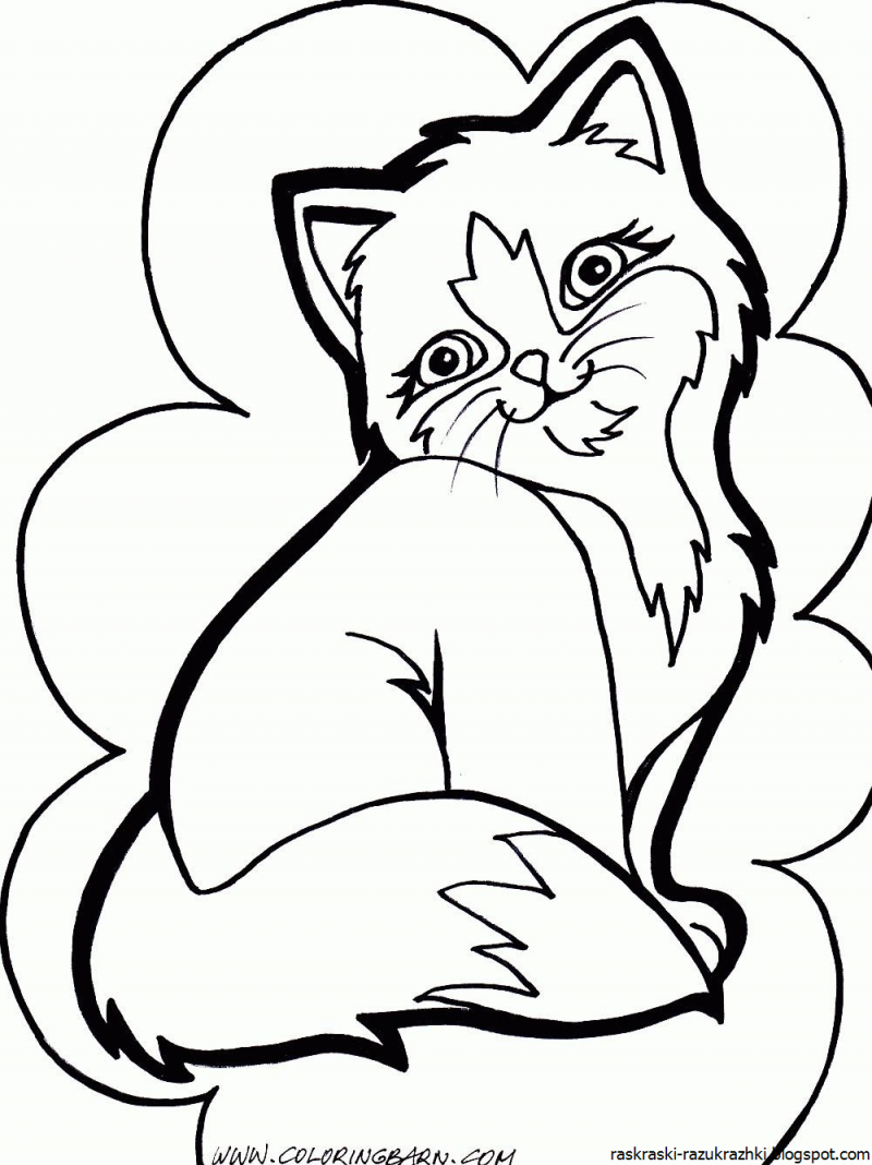 Кошка раскраска для детей