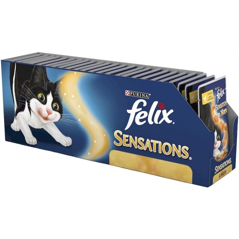 Корм для кошек Felix Sensations с лососем, с треской 24шт. Х 85 Г