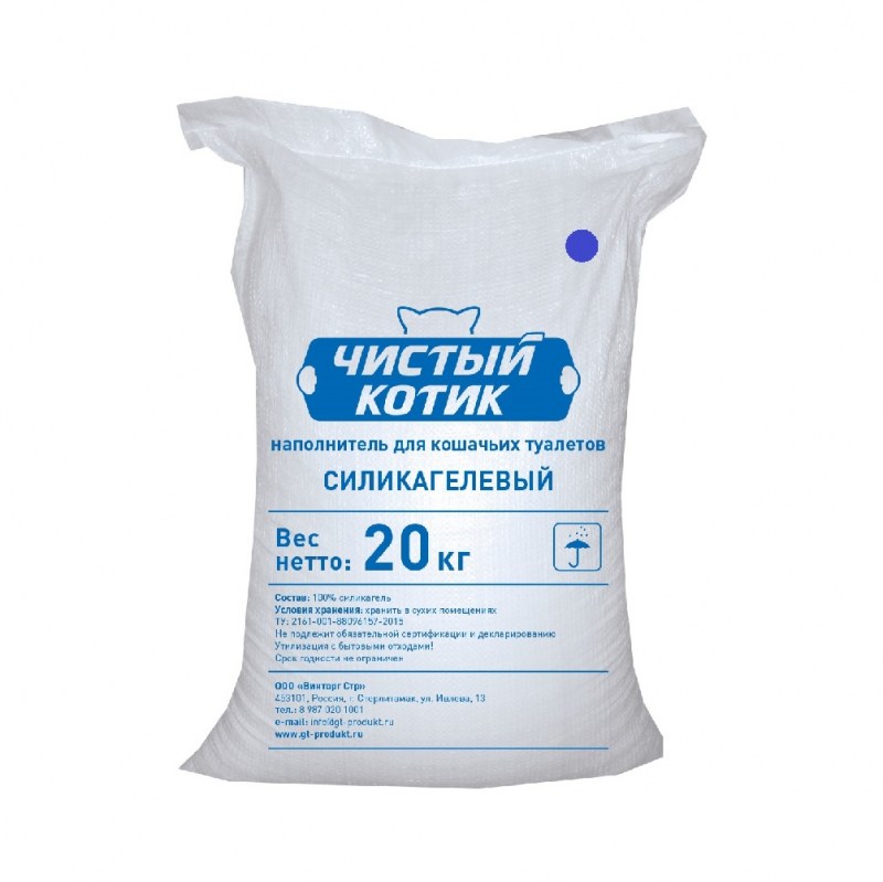 Впитывающий наполнитель чистый котик минеральный 30 кг