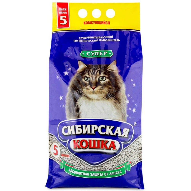 Наполнитель Сибирская кошка супер комкующийся
