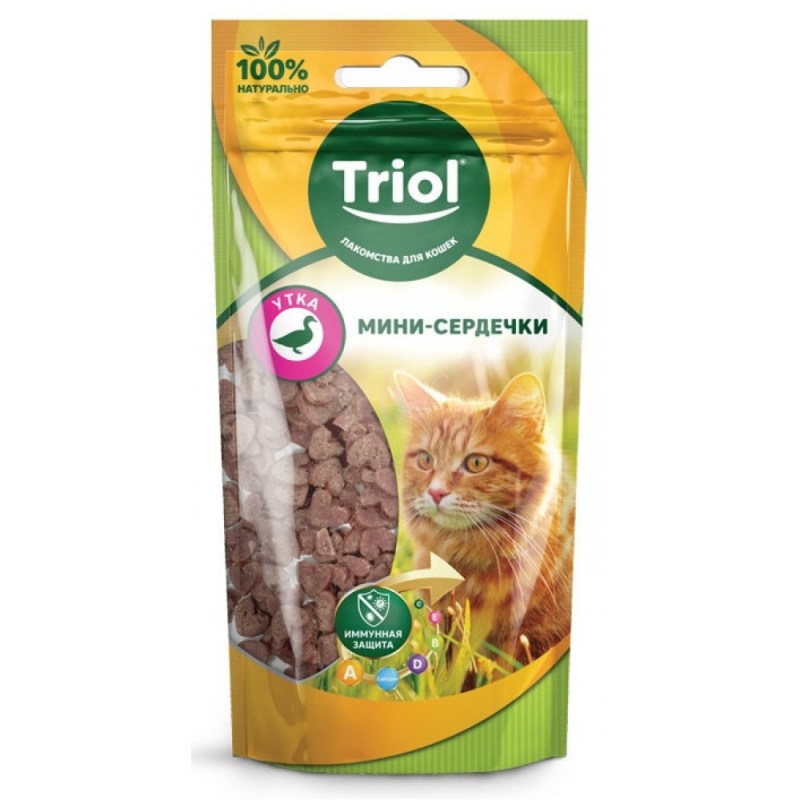 Лакомство Triol для кошек мини-сердечки из кролика для кошек, 40г
