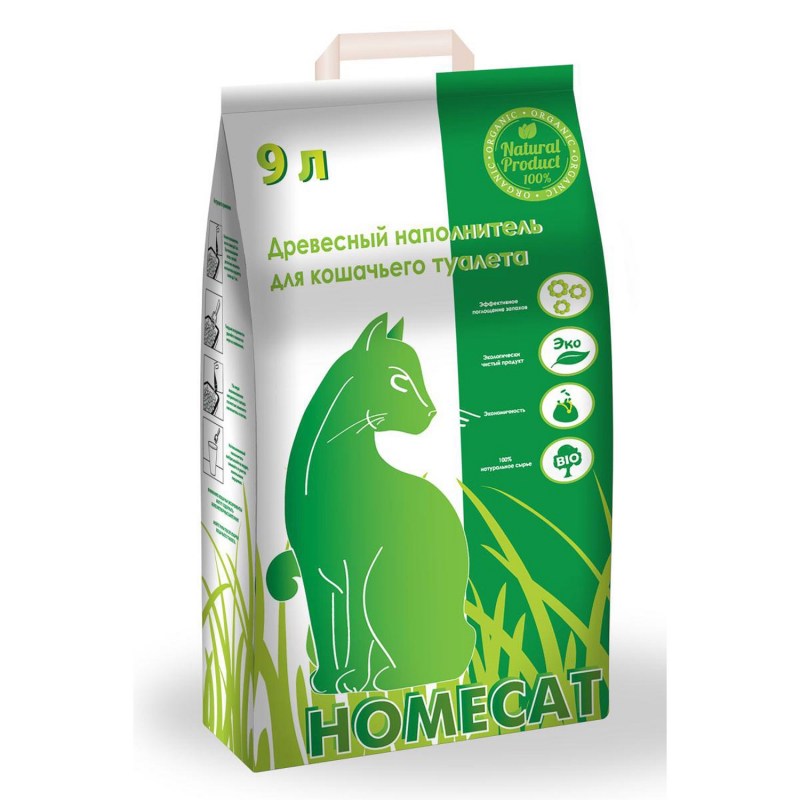 Наполнитель "Homecat" древесный 9 л.