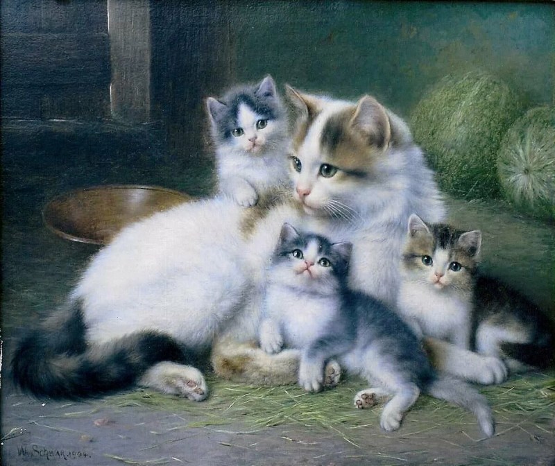 Кошка с котятами