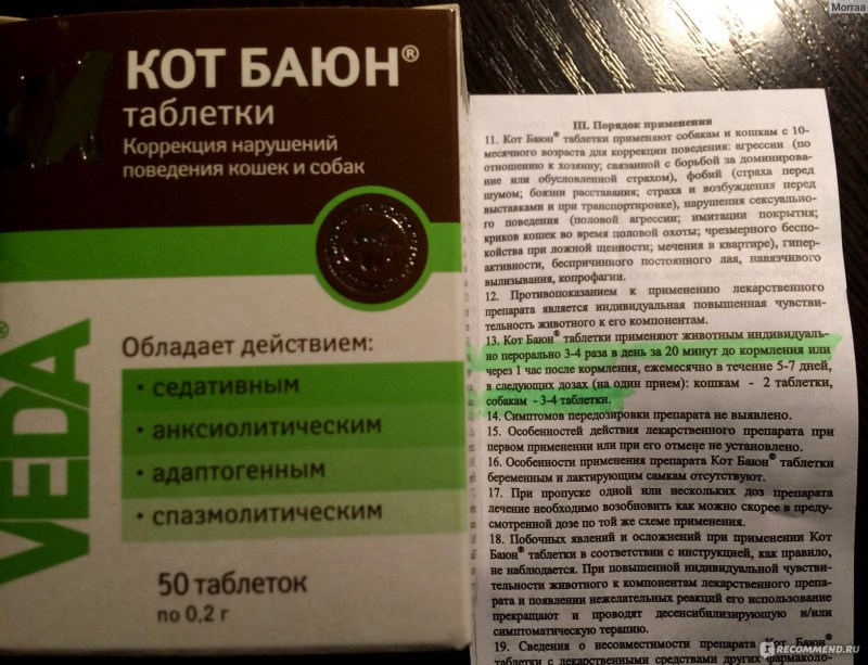 Кот-Баюн для кошек инструкция таблетки