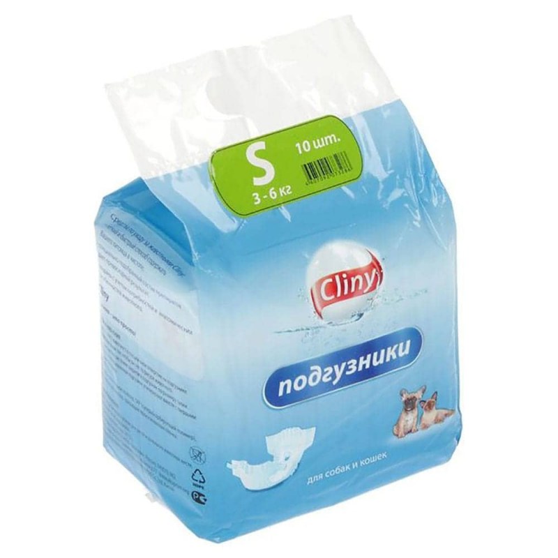 Подгузники для домашних животных "Cliny", 10 шт. Размер s