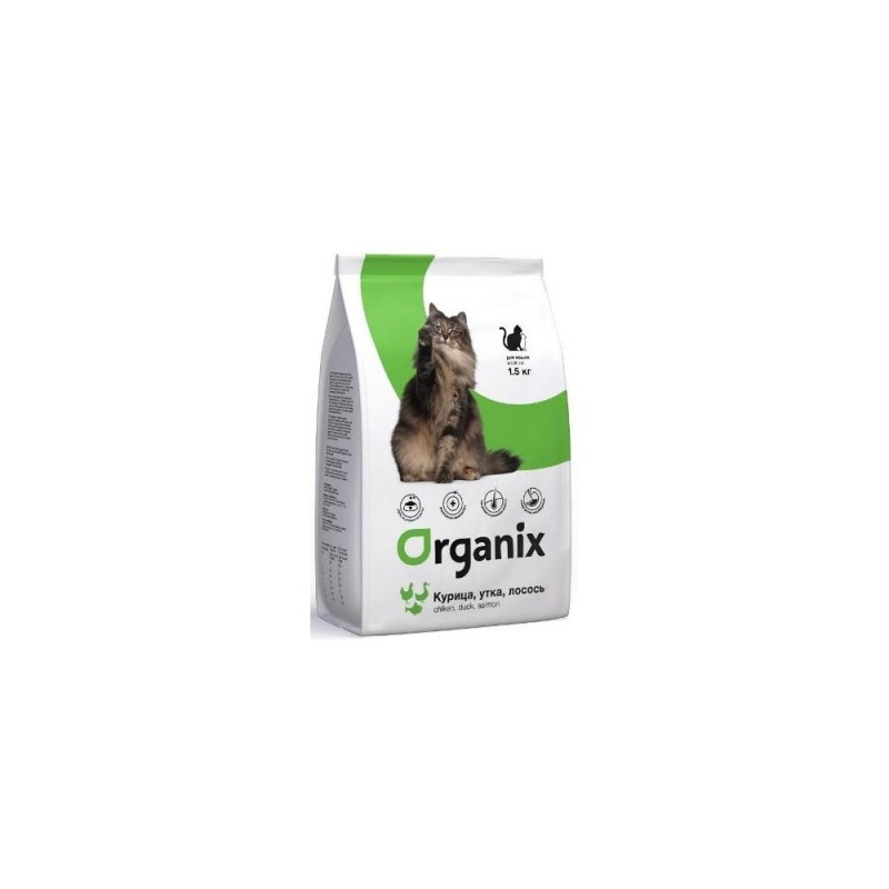 Корм для кошек Organix с курицей, с уткой, с лососем 7.5 кг