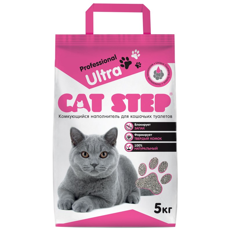 Наполнитель комкующийся минеральный Cat Step professional Ultra, 5 кг