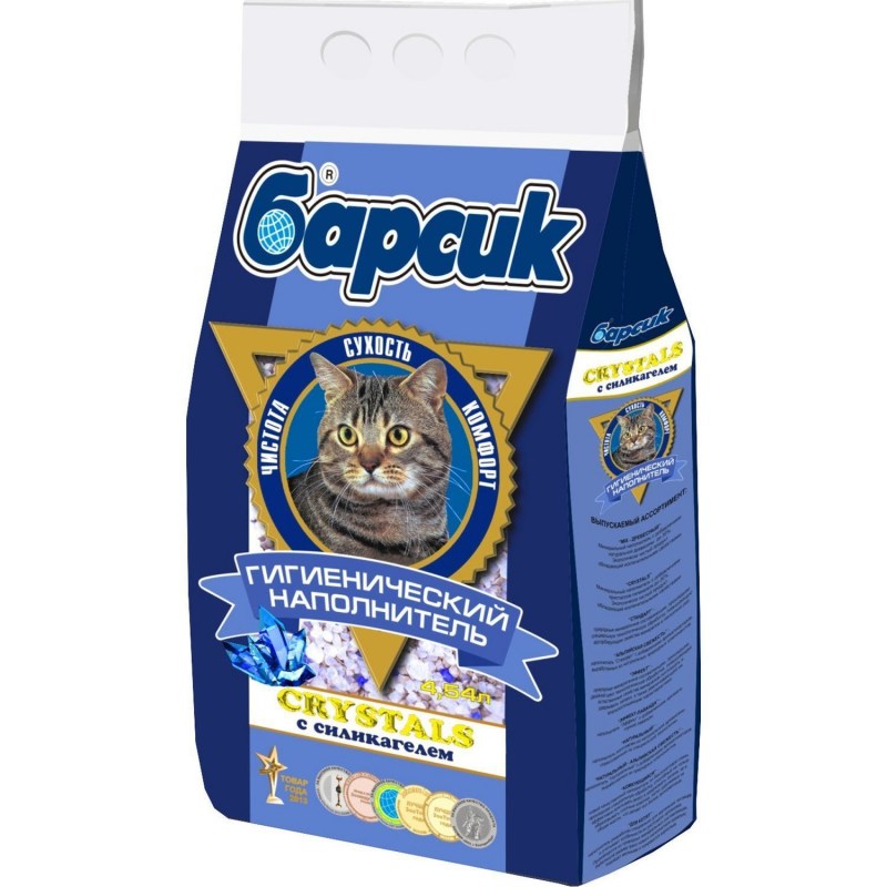 Барсик Crystals 4,54л силикагелевый