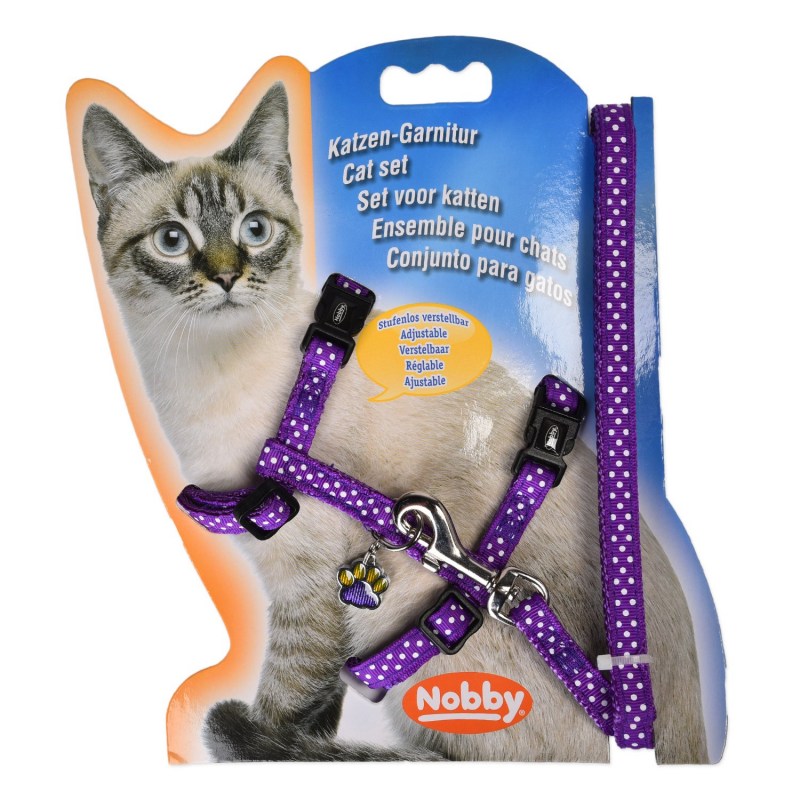 Шлейка для кошек "Nobby", универсальная, цвет: синий