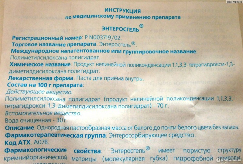 Энтеросгель показания