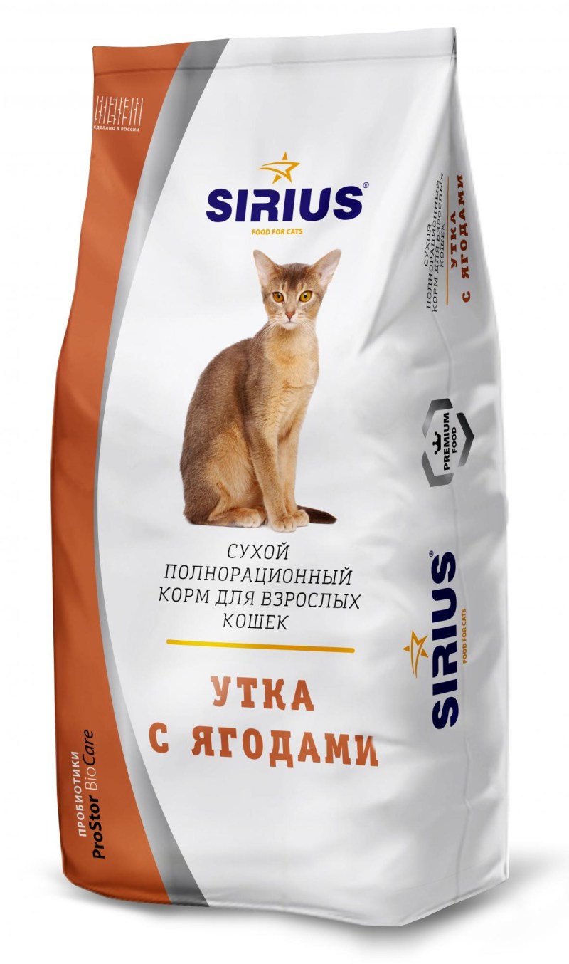 Корм для кошек Sirius с уткой 1.5 кг