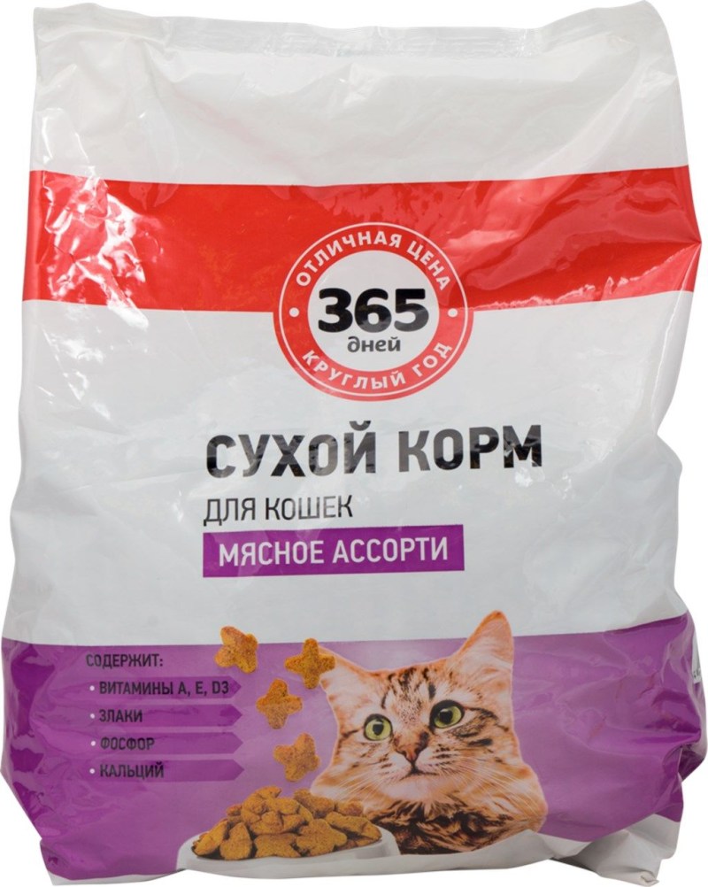 Корм для кошек 365 дней мясное ассорти 400 г